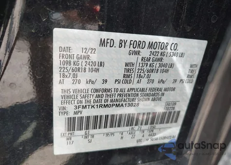2023 Ford Mustang Mach-E Select from USA, damaged, VIN 3FMTK1RM8PNA13028